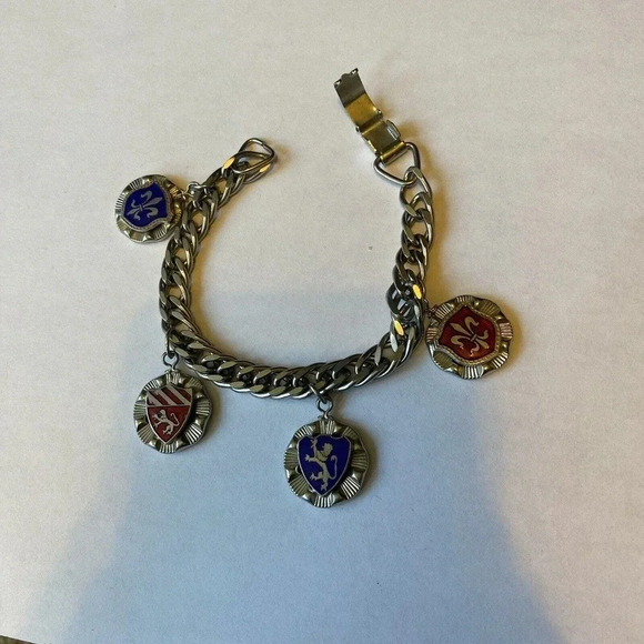 VTG Maxama Silver Tone Charm Chain Bracelet 7” Loins Singhars Tassels - Picture 2 of 8